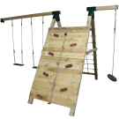 Aanbouwschommel Dubbel met klimwand en klimnet